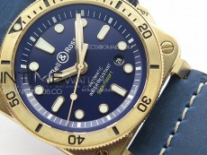 BR 03-92 Diver Bronze B12 1:1 Best Edition Blue Dial on Blue Leather Strap MIYOTA 9015 (Free Rubber Strap)