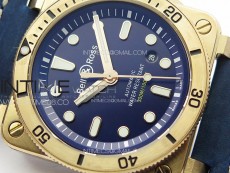BR 03-92 Diver Bronze B12 1:1 Best Edition Blue Dial on Blue Leather Strap MIYOTA 9015 (Free Rubber Strap)