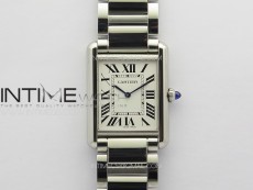 Tank Louis Ladies 25mm SS 8848F 1:1 Best Edition White Dial on SS Bracelet Ronda Quartz(Free leather strap)