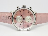 Portuguese 40mm Chrono SS Pink MOP Dial on Pink Croco Leather Strap A7750