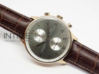 Portuguese 40mm Chrono RG Gray Dial Sliver Subdial on Leather Strap A7750