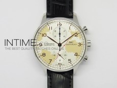 Portuguese 40mm Chrono SS Map Dial on Leather Strap A7750