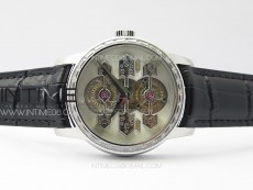 GP Bridges 41mm Tourbillon SS/T Crystal YSF Best Edition White Dial on Black Leather Strap