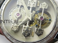 GP Bridges 41mm Tourbillon SS/T Crystal YSF Best Edition White Dial on Black Leather Strap