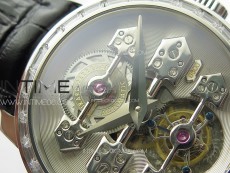 GP Bridges 41mm Tourbillon SS/T Crystal YSF Best Edition White Dial on Black Leather Strap
