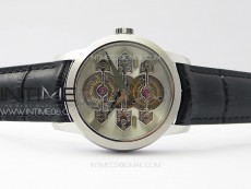 GP Bridges 41mm Tourbillon SS YSF Best Edition White Dial on Black Leather Strap