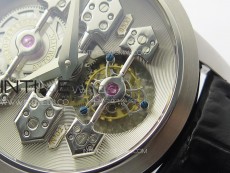 GP Bridges 41mm Tourbillon SS YSF Best Edition White Dial on Black Leather Strap