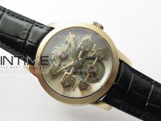GP Bridges 41mm Tourbillon RG YSF Best Edition White Dial on Black Leather Strap