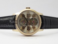 GP Bridges 41mm Tourbillon RG YSF Best Edition White Dial on Black Leather Strap
