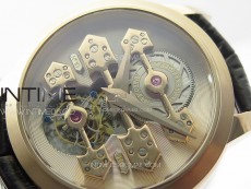 GP Bridges 41mm Tourbillon RG YSF Best Edition White Dial on Black Leather Strap