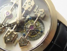 GP Bridges 41mm Tourbillon RG YSF Best Edition White Dial on Black Leather Strap