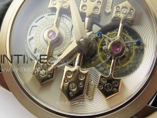 GP Bridges 41mm Tourbillon RG YSF Best Edition White Dial on Black Leather Strap
