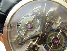 GP Bridges 41mm Tourbillon RG YSF Best Edition White Dial on Black Leather Strap