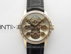 GP Bridges 41mm Tourbillon RG/T Crystal YSF Best Edition White Dial on Black Leather Strap