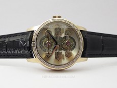 GP Bridges 41mm Tourbillon RG/T Crystal YSF Best Edition White Dial on Black Leather Strap