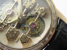 GP Bridges 41mm Tourbillon RG/T Crystal YSF Best Edition White Dial on Black Leather Strap