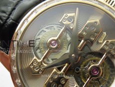 GP Bridges 41mm Tourbillon RG/T Crystal YSF Best Edition White Dial on Black Leather Strap