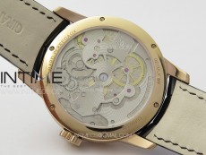 GP Bridges 41mm Tourbillon RG/T Crystal YSF Best Edition White Dial on Black Leather Strap