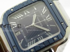 Santos de Cartier 40mm SS/Cer GF 1:1 Best Edition Blue Dial on SS Bracelet MIYOTA 9015