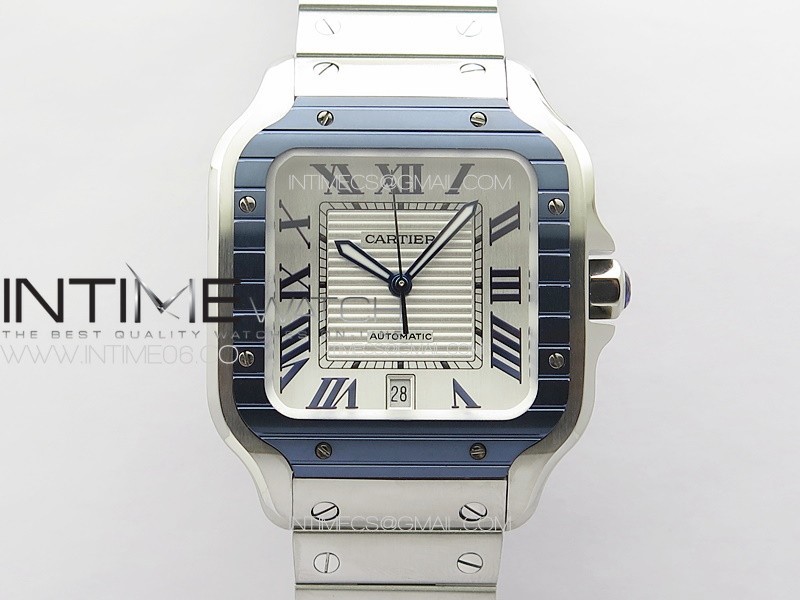 Santos de Cartier 40mm SS/Cer GF V2 1:1 Best Edition White Dial on SS Bracelet MIYOTA 9015