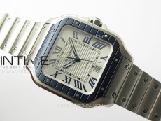 Santos de Cartier 40mm SS/Cer GF 1:1 Best Edition White Dial on SS Bracelet MIYOTA 9015