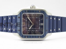 Santos de Cartier 40mm SS/Cer GF 1:1 Best Edition Blue Dial on Blue Rubber Strap MIYOTA 9015