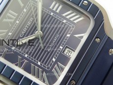 Santos de Cartier 40mm SS/Cer GF 1:1 Best Edition Blue Dial on Blue Rubber Strap MIYOTA 9015