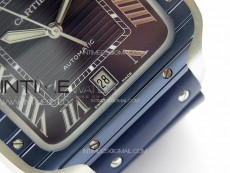 Santos de Cartier 40mm SS/Cer GF 1:1 Best Edition Blue Dial on Blue Rubber Strap MIYOTA 9015