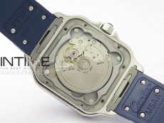 Santos de Cartier 40mm SS/Cer GF 1:1 Best Edition Blue Dial on Blue Rubber Strap MIYOTA 9015