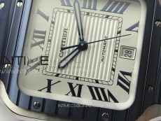 Santos de Cartier 40mm SS/Cer GF 1:1 Best Edition White Dial on Blue Rubber Strap MIYOTA 9015