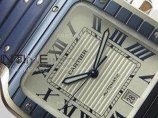 Santos de Cartier 40mm SS/Cer GF 1:1 Best Edition White Dial on Blue Rubber Strap MIYOTA 9015