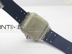Santos de Cartier 40mm SS/Cer GF 1:1 Best Edition White Dial on Blue Rubber Strap MIYOTA 9015