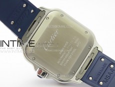 Santos de Cartier 40mm SS/Cer GF 1:1 Best Edition White Dial on Blue Rubber Strap MIYOTA 9015