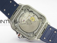Santos de Cartier 40mm SS/Cer GF 1:1 Best Edition White Dial on Blue Rubber Strap MIYOTA 9015