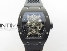 RM027 Titanium DLC Real Tourbillon YSF Best Edition Skeleton Skull Dial on Black Rubber Strap