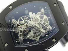 RM027 Titanium DLC Real Tourbillon YSF Best Edition Skeleton Skull Dial on Black Rubber Strap