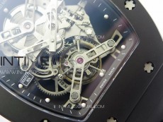 RM027 Titanium DLC Real Tourbillon YSF Best Edition Skeleton Skull Dial on Black Rubber Strap