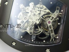 RM027 Titanium DLC Real Tourbillon YSF Best Edition Skeleton Skull Dial on Black Rubber Strap