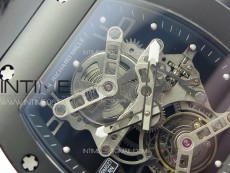 RM027 Titanium DLC Real Tourbillon YSF Best Edition Skeleton Skull Dial on Black Rubber Strap
