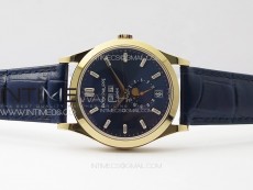 Annual Calendar Moonphase 5396 RG ZF 1:1 Best Edition Blue Dial T Crystal Markers on Blue Leather Strap A324