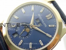 Annual Calendar Moonphase 5396 RG ZF 1:1 Best Edition Blue Dial T Crystal Markers on Blue Leather Strap A324
