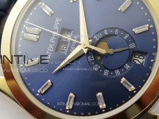 Annual Calendar Moonphase 5396 RG ZF 1:1 Best Edition Blue Dial T Crystal Markers on Blue Leather Strap A324