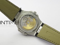 Nautilus Pave T Diamonds bezel SS GSF Full Pave Diamonds Dial On Black Leather Strap 324CS