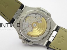 Nautilus Pave T Diamonds bezel SS GSF Full Pave Diamonds Dial On Black Leather Strap 324CS