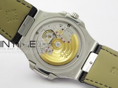 Nautilus Pave T Diamonds bezel SS GSF Full Pave Diamonds Dial On Black Leather Strap 324CS