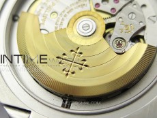 Nautilus Pave T Diamonds bezel SS GSF Full Pave Diamonds Dial On Black Leather Strap 324CS