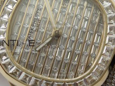 Nautilus Pave T Diamonds bezel RG GSF Full Pave T Diamonds Dial On Black Leather Strap 324CS