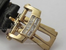 Nautilus Pave T Diamonds bezel RG GSF Full Pave T Diamonds Dial On Black Leather Strap 324CS