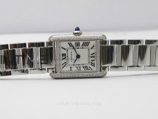Tank Louis Ladies 22mm SS/Dia Bezel 8848F 1:1 Best Edition White Dial on SS Bracelet Ronda Quartz(Free leather strap)