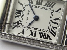 Tank Louis Ladies 22mm SS/Dia Bezel 8848F 1:1 Best Edition White Dial on SS Bracelet Ronda Quartz(Free leather strap)